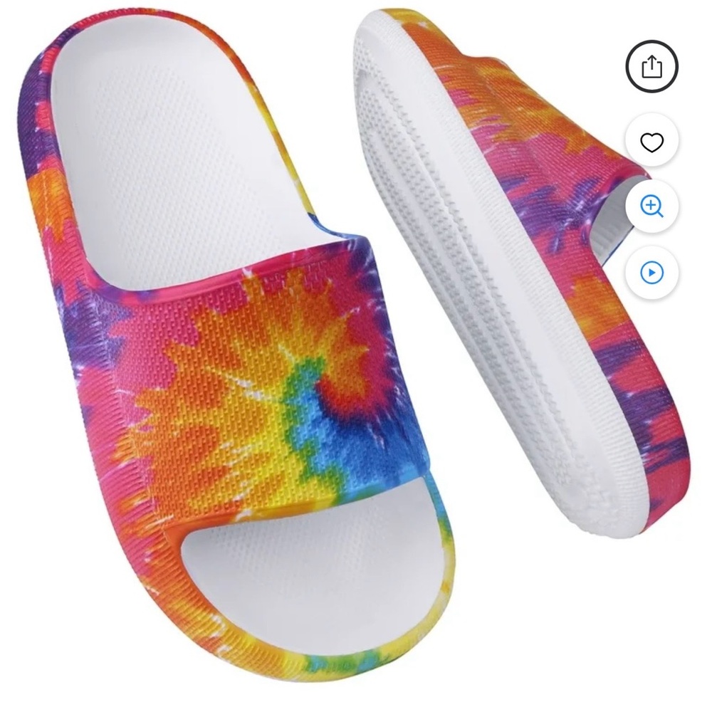 Kids Tie-Dye Slide Sandals - Bright Multicolor Size 2-3
